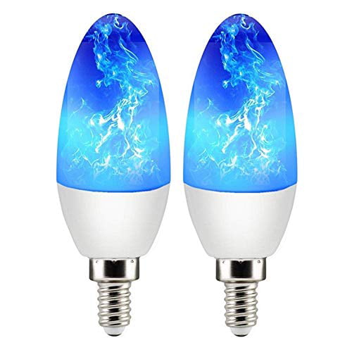 2019 Upgraded 4 Modes with Upside Down Effect 2 Pack Simulate Flickering Candle Fire Bulbs Artistic Home E12 LED Flame Effect Candelabra Light Bulbs 